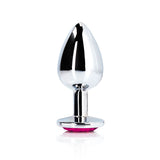 Ouch! Heart Gem Butt Plug Medium Silver/Rubellite Pink