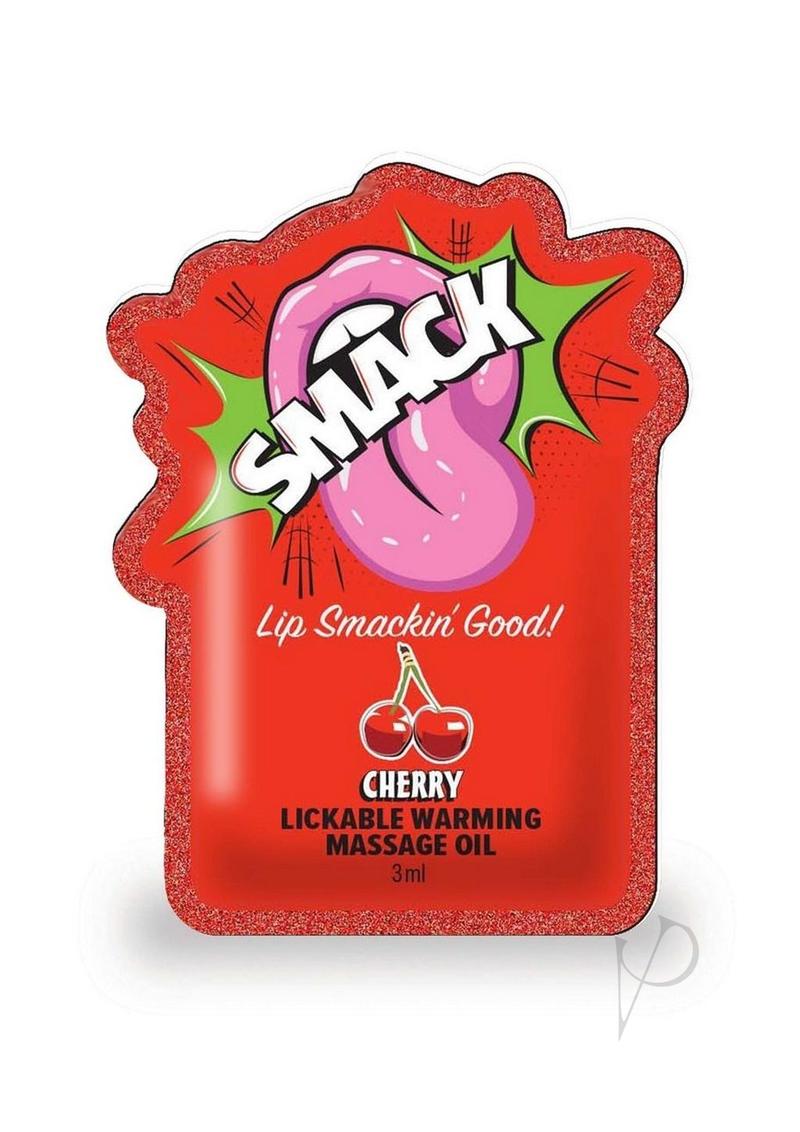 SMACK Warming Lickable Massage Oil 3ML Pouch Cherry with colorful packaging and cherry flavor design.