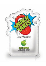SMACK Tarts Sour Green Apple Lickable Lube 3ML Pouch with vibrant graphic design and flavor description.