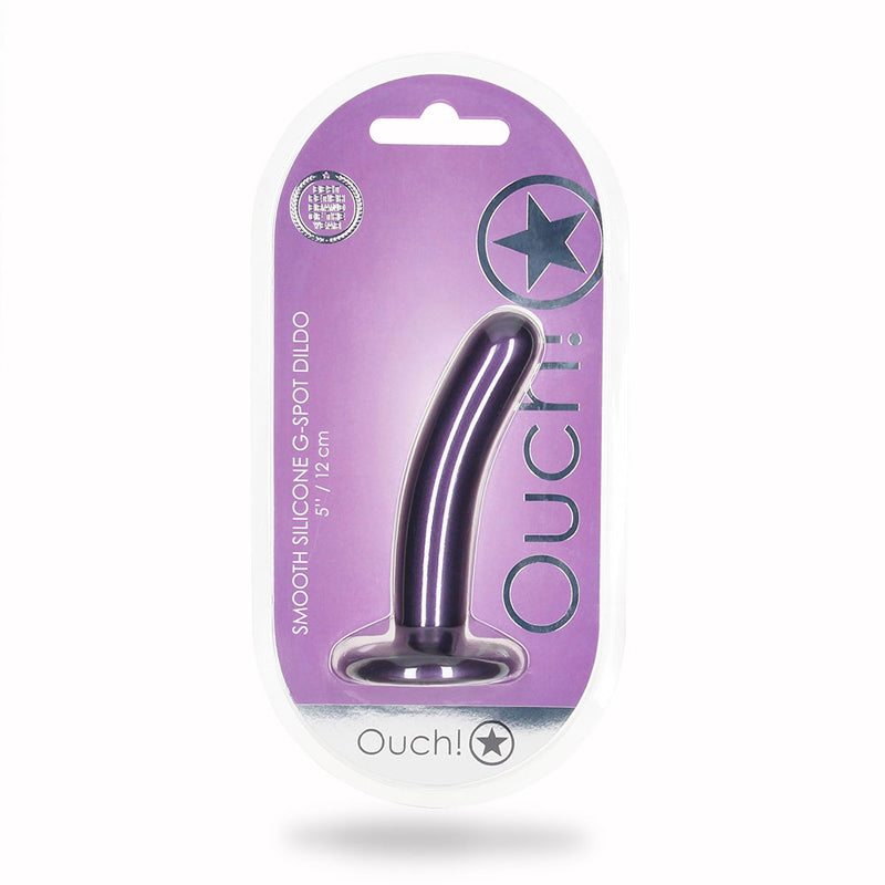 Ouch! Smooth Silicone 5 inches G-Spot Dildo Metallic Purple