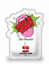 SMACK Tarts Lickable Lube 3ML Pouch Case of 48 Sour Cherry packaging with cherry graphics and tart flavor text.