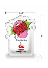 SMACK Tarts Lickable Lube 3ML Pouch Case of 48 Sour Cherry with tart flavored design and dimensions.