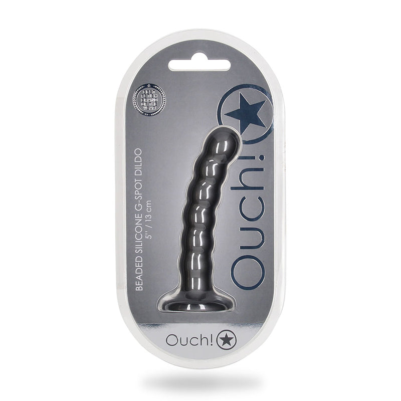 Ouch! Beaded Silicone 5 inches G-Spot Dildo Gunmetal