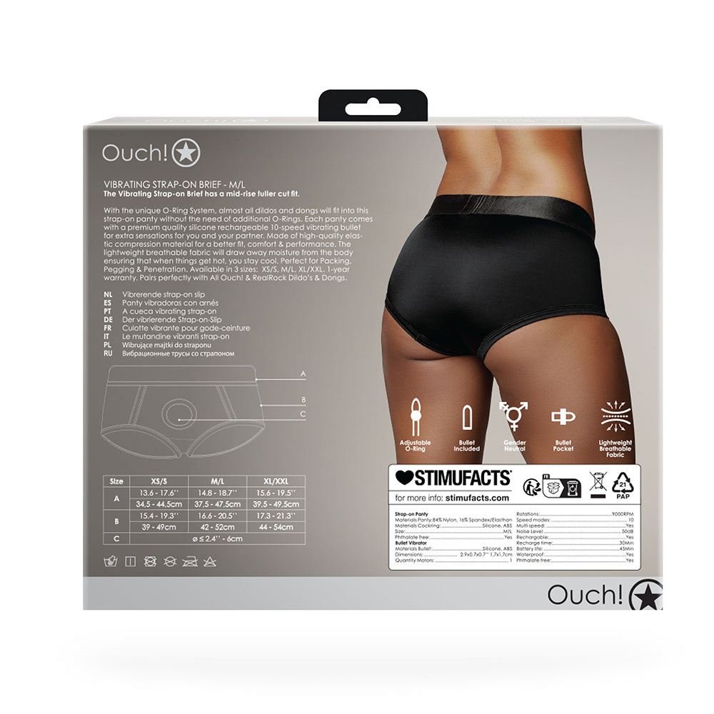 Ouch! Vibrating Strap-on Brief Black M/L