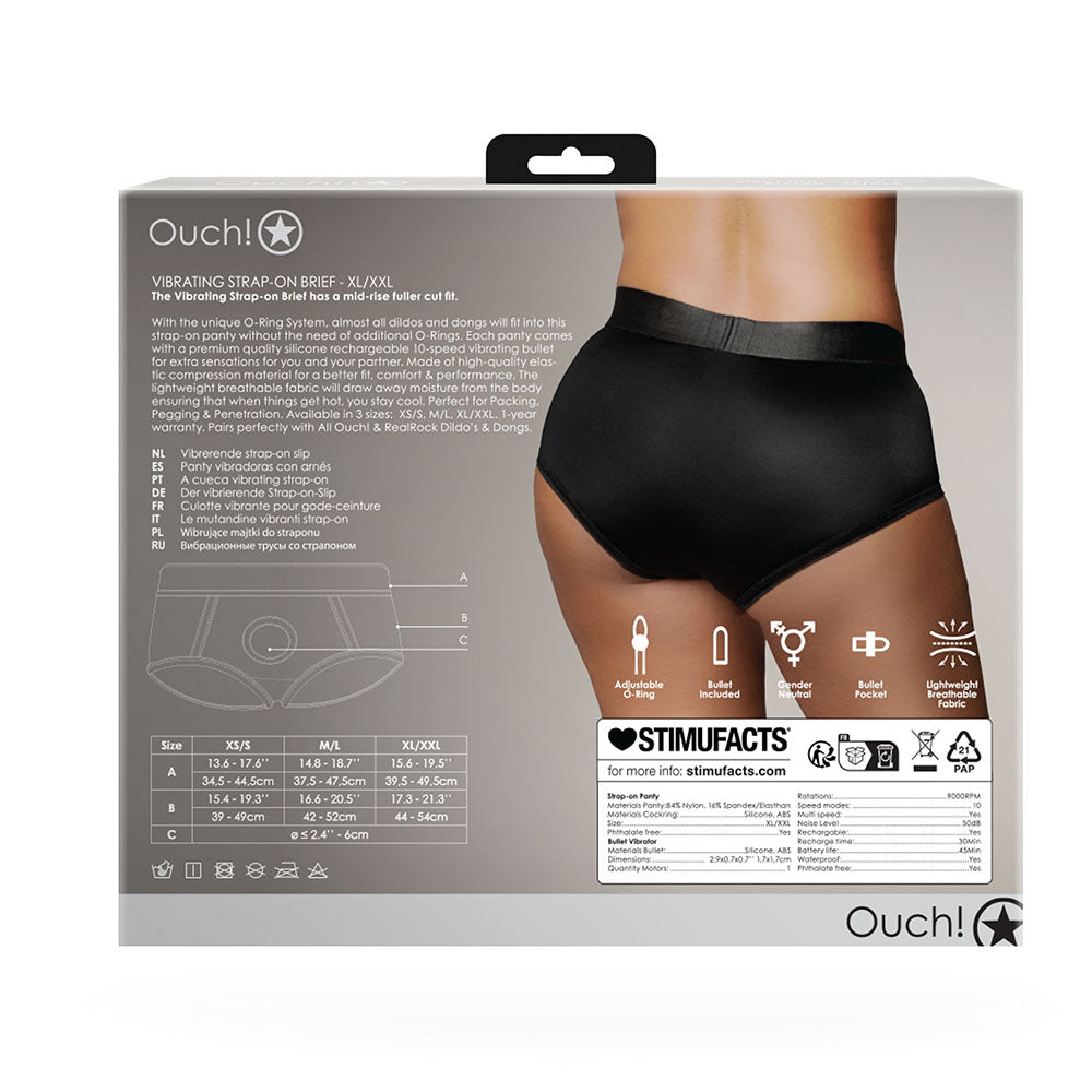 Ouch! Vibrating Strap-on Brief Black XL/2XL