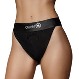 Ouch! Vibrating Strap-on Panty Harness with Open Back Black XS/S