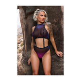 Fantasy Lingerie Vibes Stardust Iridescent Halter Top & Suspender Bottom Indigo M/L
