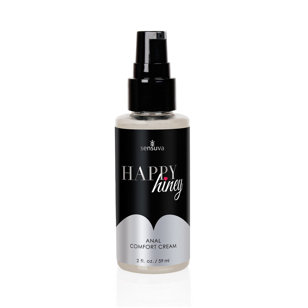 Sensuva Happy Hiney Anal Comfort Cream 2 Oz bottle designed for comfortable anal play.