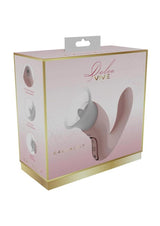 Vive Callalily Tapping Vulva Breast Suction Vibrator Pink packaging showcasing its ergonomic design and controls.
