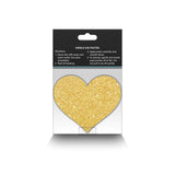 Pretty Pasties Glitter Hearts Black/Gold 2 Pair