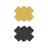 Pretty Pasties Glitter Cross Black/Gold 2 Pair