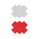 Pretty Pasties Glitter Cross Red/Silver 2 Pair