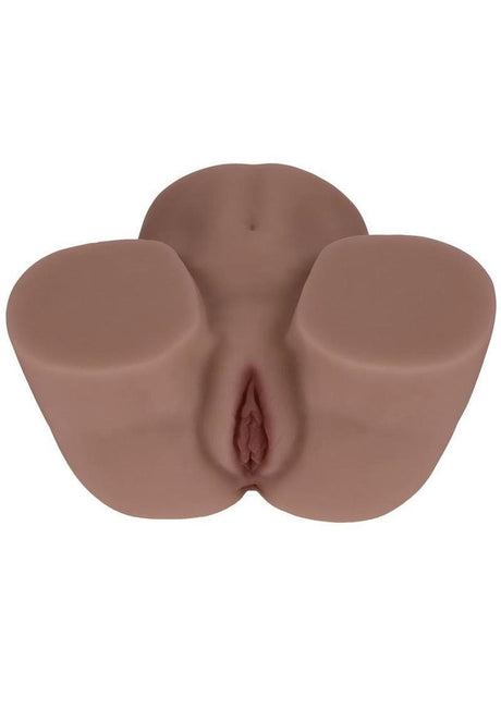 Xkin Kaya Bloom Dual Entry Pussy & Ass Masturbator Tan close-up view of dual entry design and texture.
