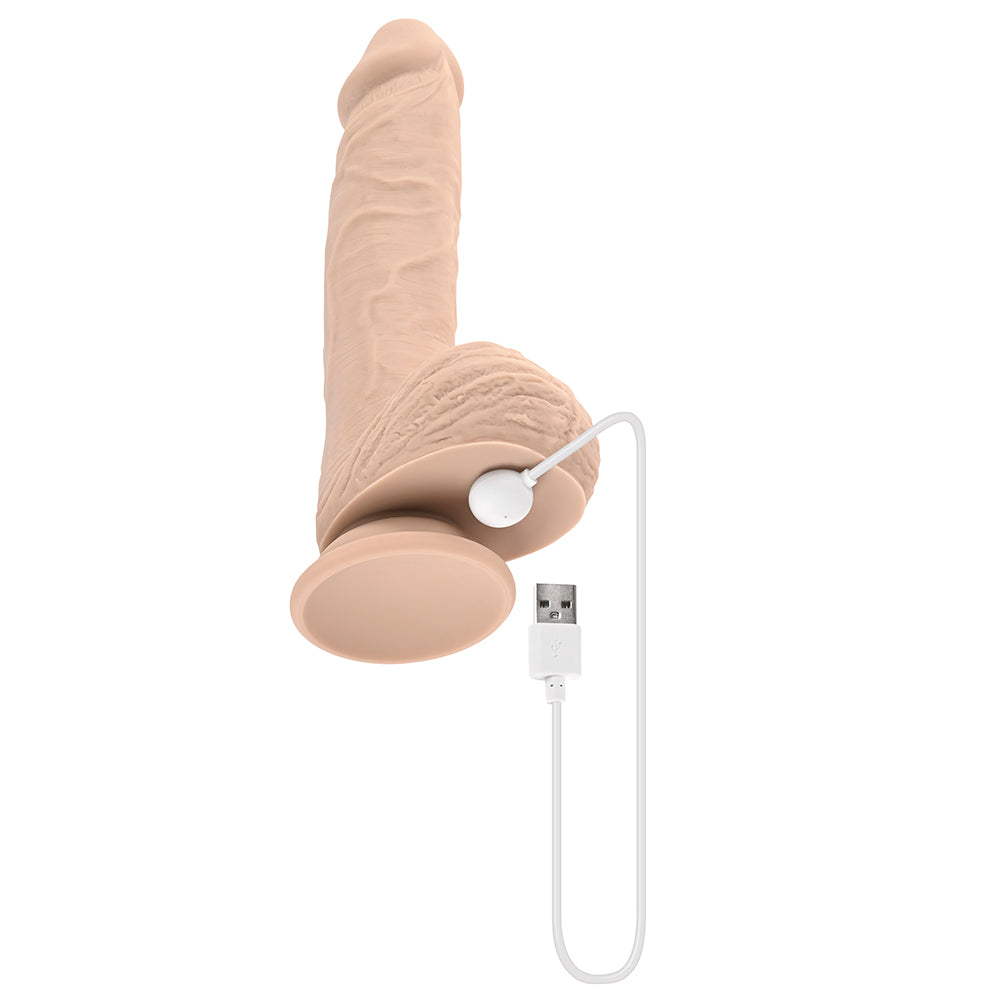 Evolved Full Monty Rechargeable Remote-Controlled Thrusting Twirling 9 inches Silicone Dildo Light