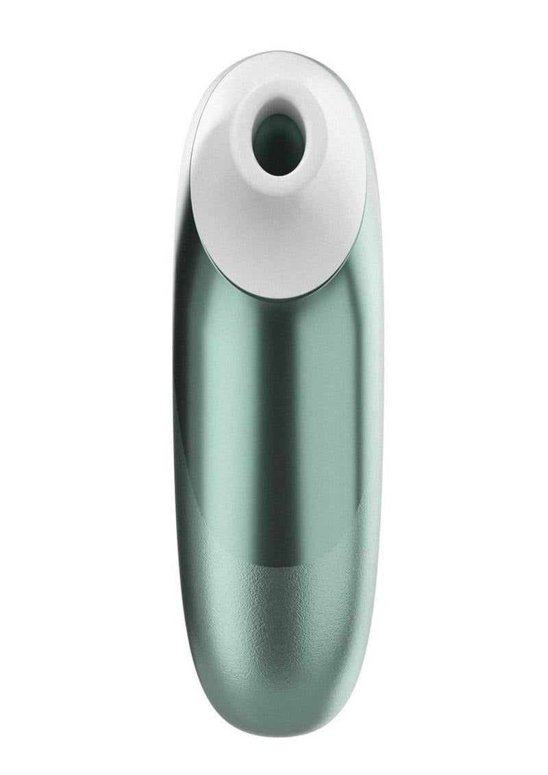 Womanizer Pleasure Pro Air Pulse Clitoral Vibrator Sage Green, top view showcasing elegant design and air pulse feature.
