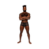 Male Power Sassy Lace Mini Short Sheer Pouch Black XL