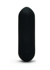 Me You Us Bullet Rechargeable Silicone Vibrator Black displayed on a white background, showcasing its sleek design.
