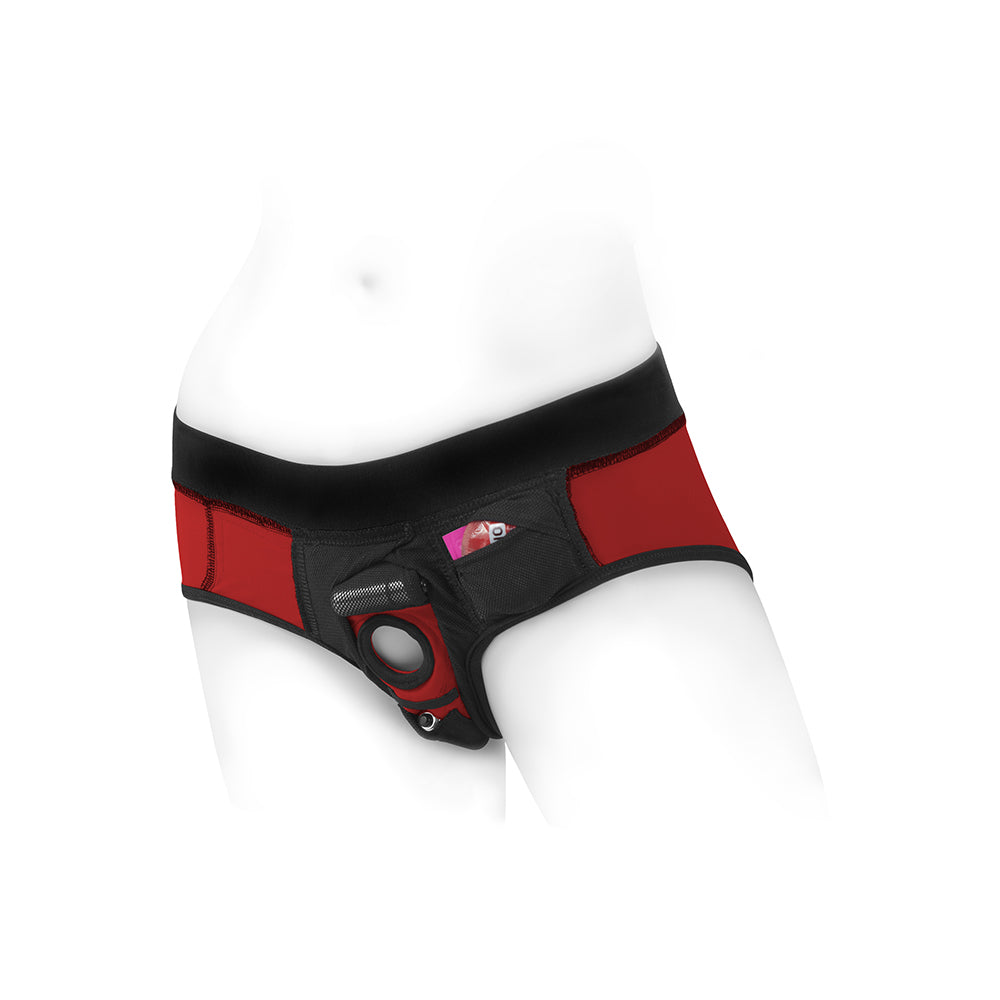 SpareParts Tomboi Nylon Briefs Harness Red/Black Size 2XL