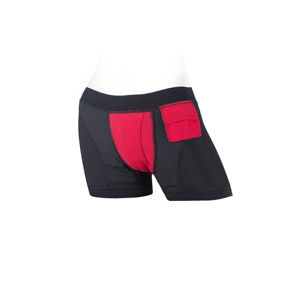 SpareParts Tomboii Nylon Boxer Briefs Harness Black/Red Size XXS