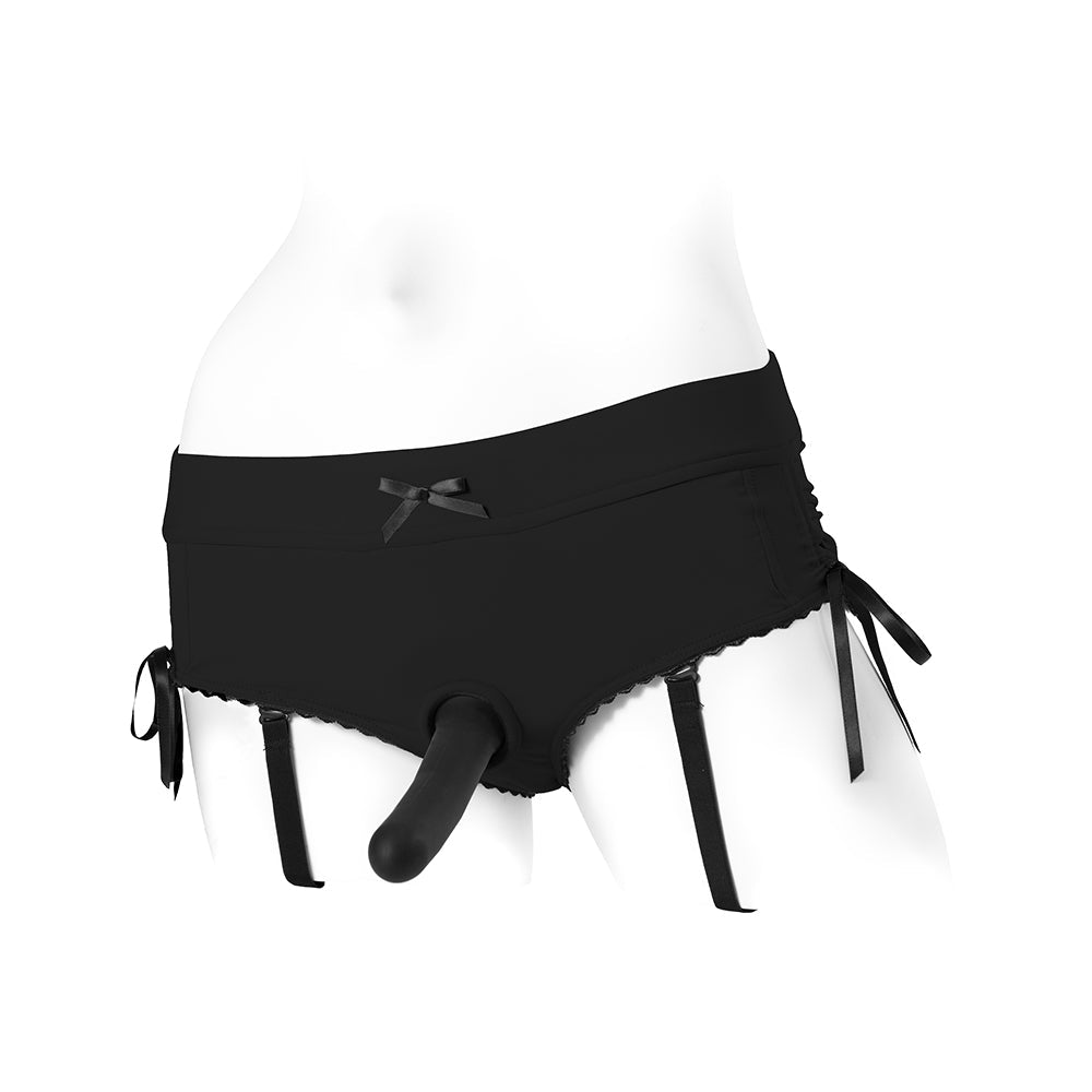 SpareParts Sasha Cinch Booty Short Harness Black Size XXS