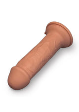 B-Vibe Girth Max Girth Dildo with Suction Cup 12 inch Tan against a white background.