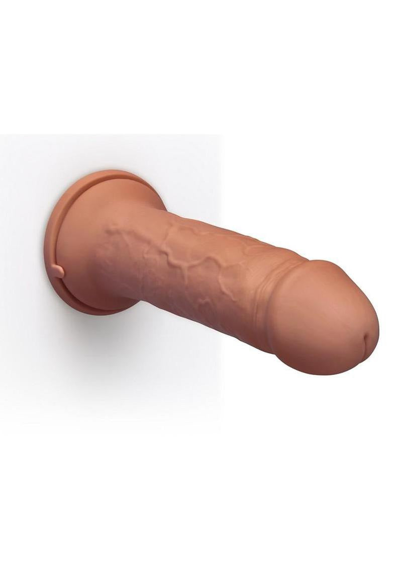 B-Vibe Girth Max Girth Dildo with Suction Cup 12 inch Tan on a smooth background.