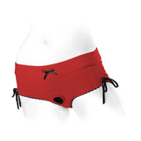SpareParts Sasha Cinch Booty Short Harness Red/Black Size XXS