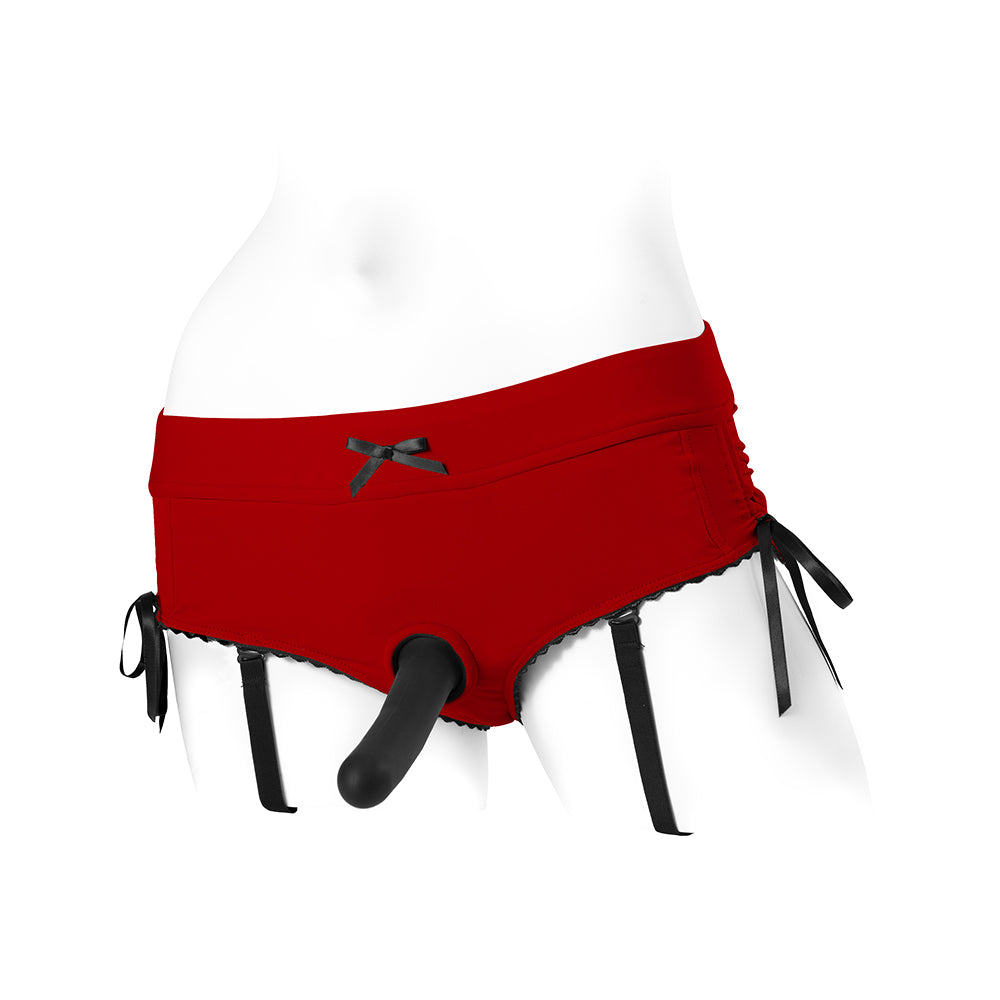SpareParts Sasha Cinch Booty Short Harness Red/Black Size 5XL