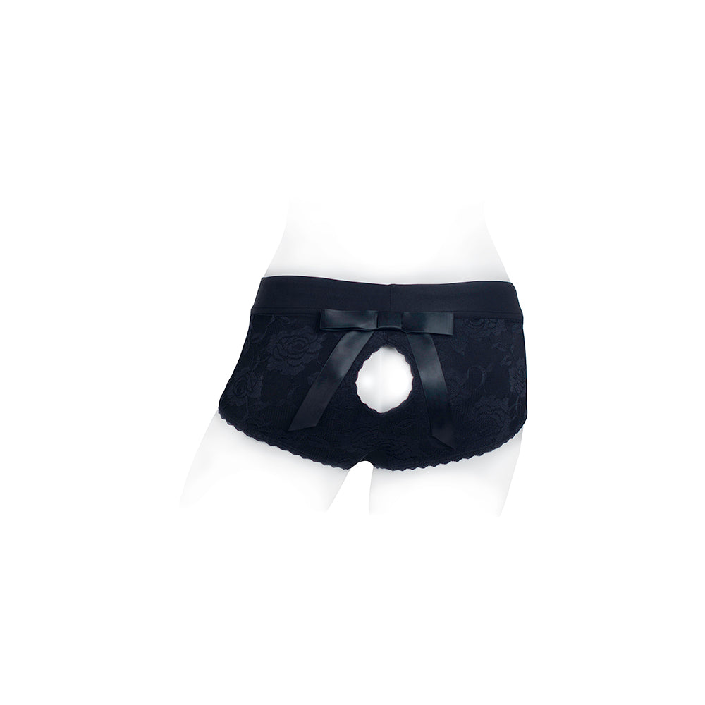 SpareParts Bella Cleavage Booty Short Harness Black Size XS