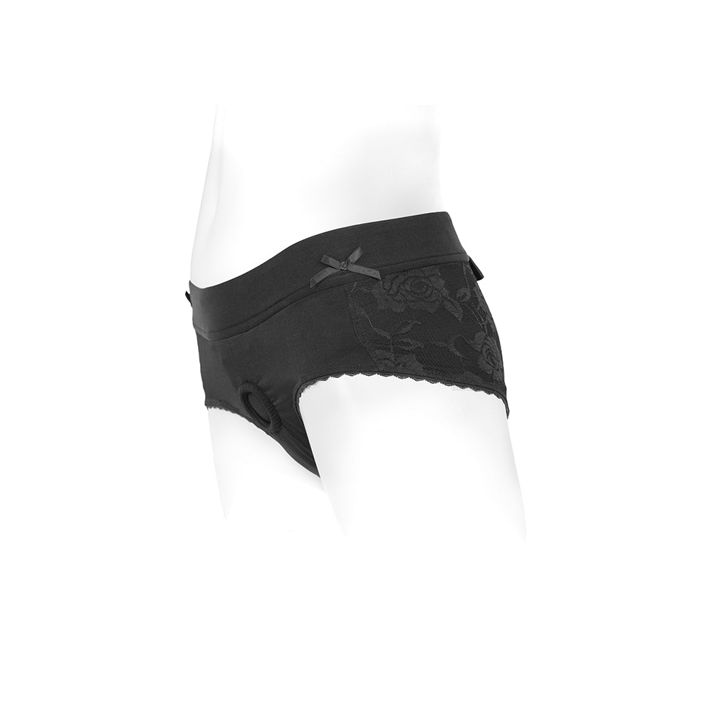 SpareParts Bella Cleavage Booty Short Harness Black Size XS