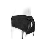 SpareParts Bella Cleavage Booty Short Harness Black Size 4XL
