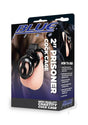 Blueline Prisoner 2 Inch Cock Cage Black in packaging with instructions for use and features highlighted.