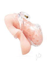 Blueline Acrylic See Thru Chastity Cock Cage 2.75 Inch Clear displayed from the side, highlighting its transparent design.