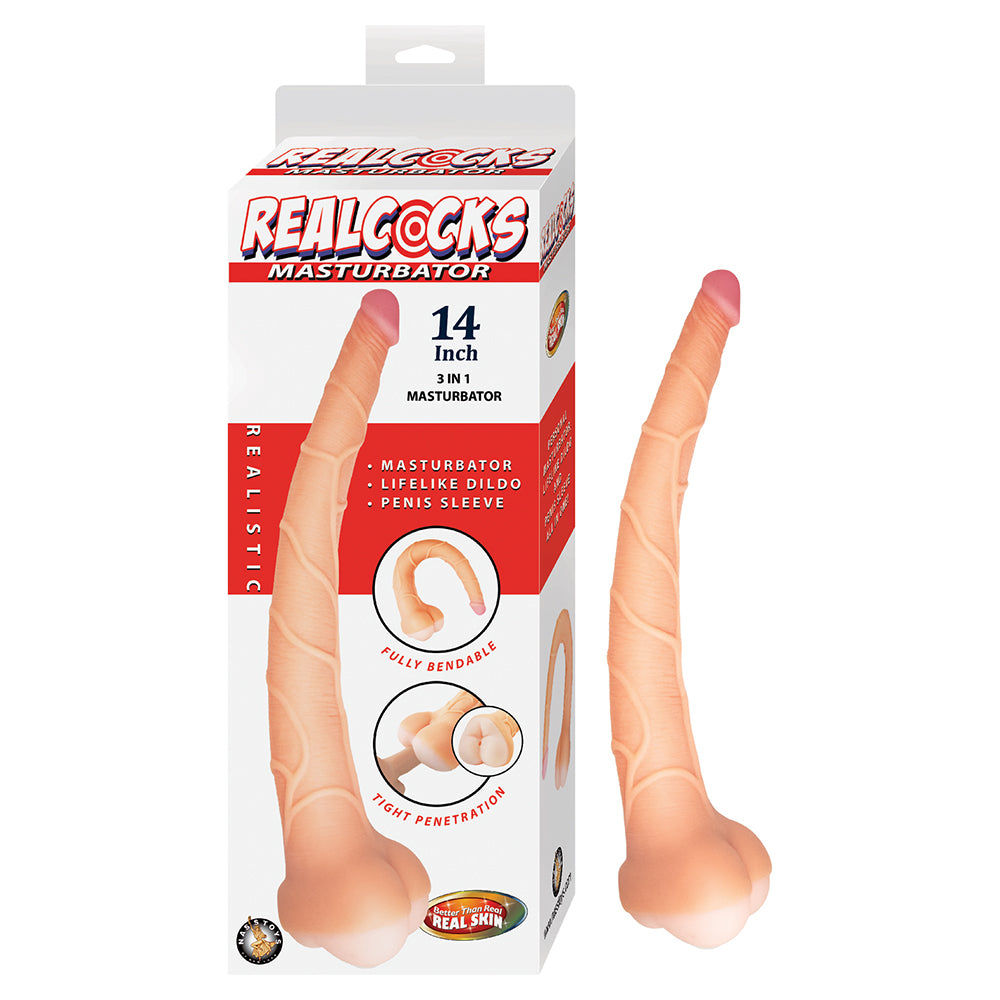 Realcocks Masturbator 14 inch 3-in-1 Dildo Sleeve & Stroker Beige Realcocks Masturbator 14 inch 3-in-1 Dildo Sleeve & Stroker Beige