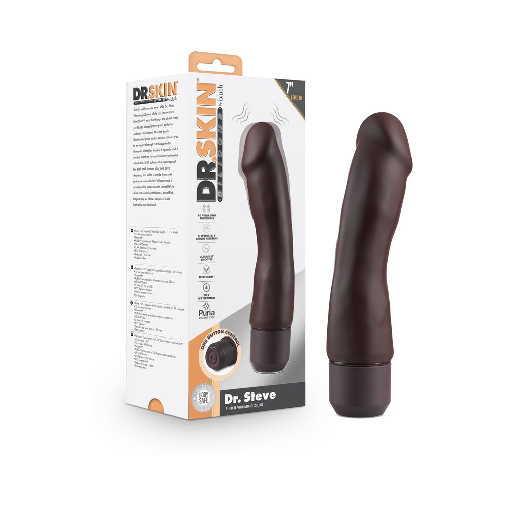 Dr. Skin Silicone Dr. Steve 7 inches Vibrating Dildo Brown