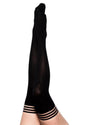Kixies Danalynn Opaque Ribbed Thigh Highs Large Black showcasing a stylish black design with ribbed detailing.