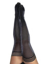 Kixies Kaylee Shimmer Thigh High Tights Size C Large Grey showcasing elegant grey shimmer and stylish striped band.