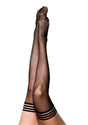 Kixies Taylor Silky Sheer Thigh High Size B Medium Black legwear showcasing elegant sheer design and stylish black bands.