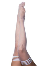 Kixies Sammy Fishnet Thigh High Size C Large White showcasing elegant fishnet design and white texture.