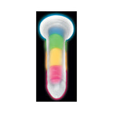 Lollicock Silicone Dildo 7 inch Rainbow Glow in the Dark showcasing its vibrant colors and glow effect.