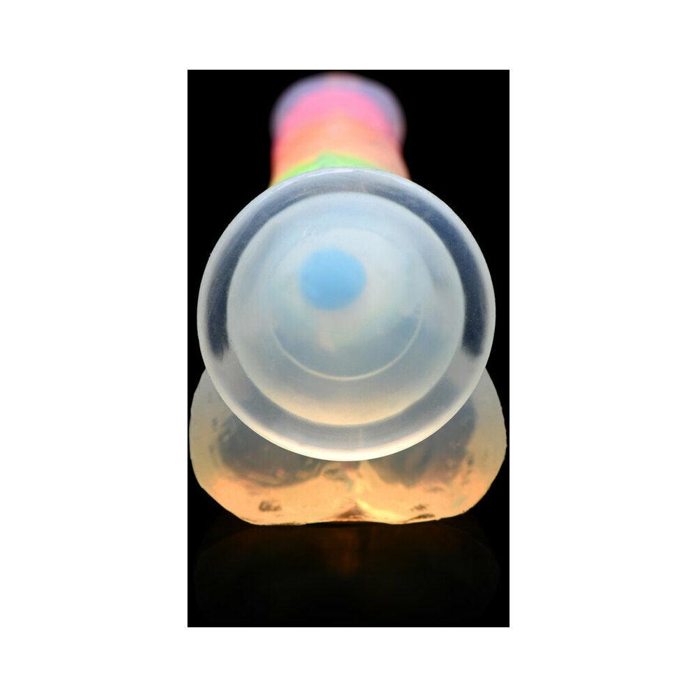Lollicock Silicone Dildo with Balls 7 inches Rainbow Glow in the Dark