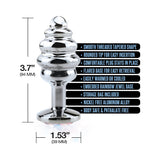 Nixie Ribbed Metal Butt Plug Honey Dipper Large