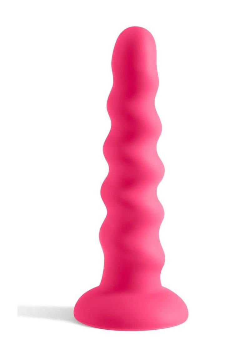 Colours Twist Silicone Dildo with Suction Cup 6.5 Inch Pink, gently contoured silicone design in vibrant pink.
