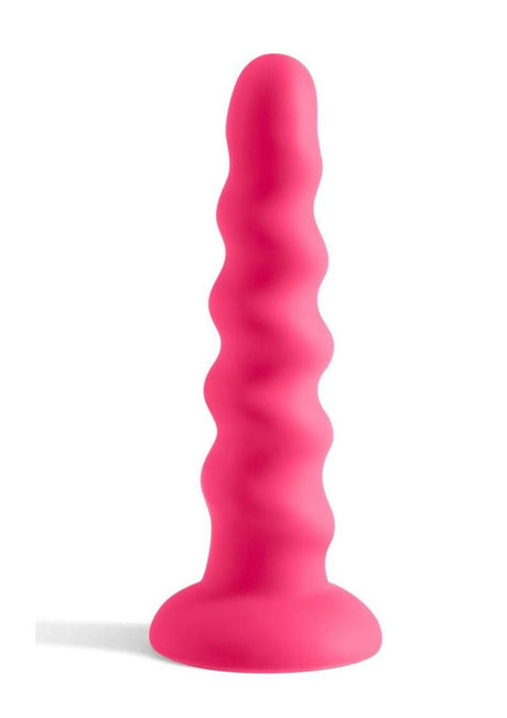Colours Twist Silicone Dildo with Suction Cup 6.5 Inch Pink, gently contoured silicone design in vibrant pink.