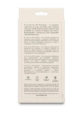 X and O's Adore Silicone Mini Vibrating Wand Blue product packaging with features and specifications.
