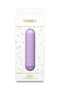 Minnie's Spark Rechargeable Silicone Flexible Bullet Purple packaging featuring a bent bullet vibrator design.