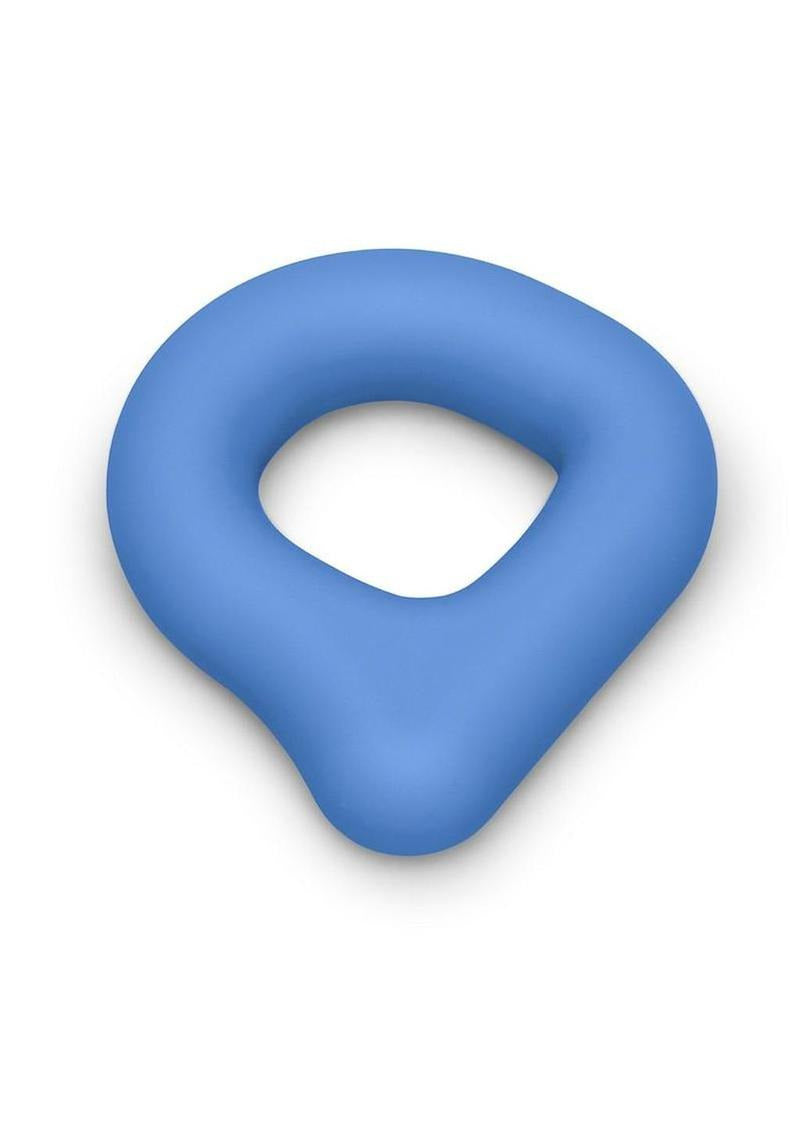 B-Vibe Flex Ring Drip Silicone Cock Ring Blue, a smooth and durable silicone cock ring designed for comfort.