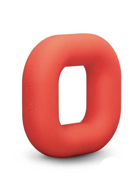 B-Vibe Flex Ring Bulk Silicone Cock Ring Red displayed on a white background, showcasing its smooth design.