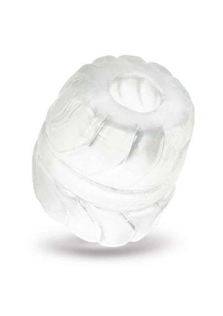 B-Vibe Stretch Tech Barrel Ultra Stretchy Cock Ring Clear showcasing a smooth, durable design for enhanced comfort and performance.