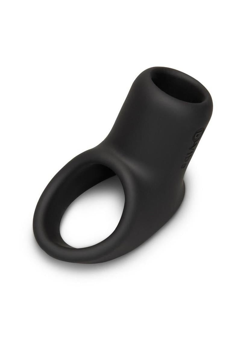 B-Vibe Flex Ring Shaft Silicone Cock Ring & Ball Stretcher Black in smooth, seamless black silicone design.